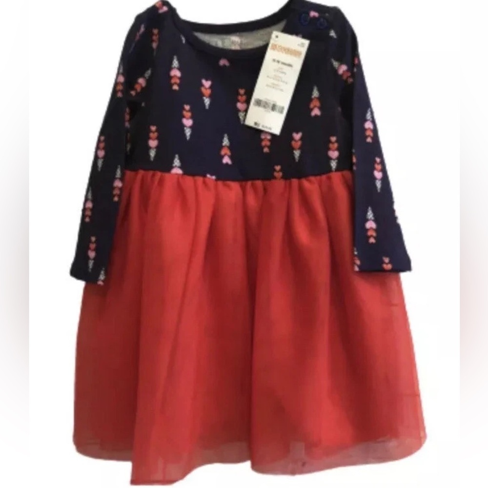 Gymboree Toddler Girl Valentines Day Dress Size 12-18 Month Red Tulle Hearts NWT
